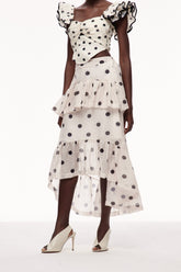 Celandine Dot Volanlı Uzun Etek